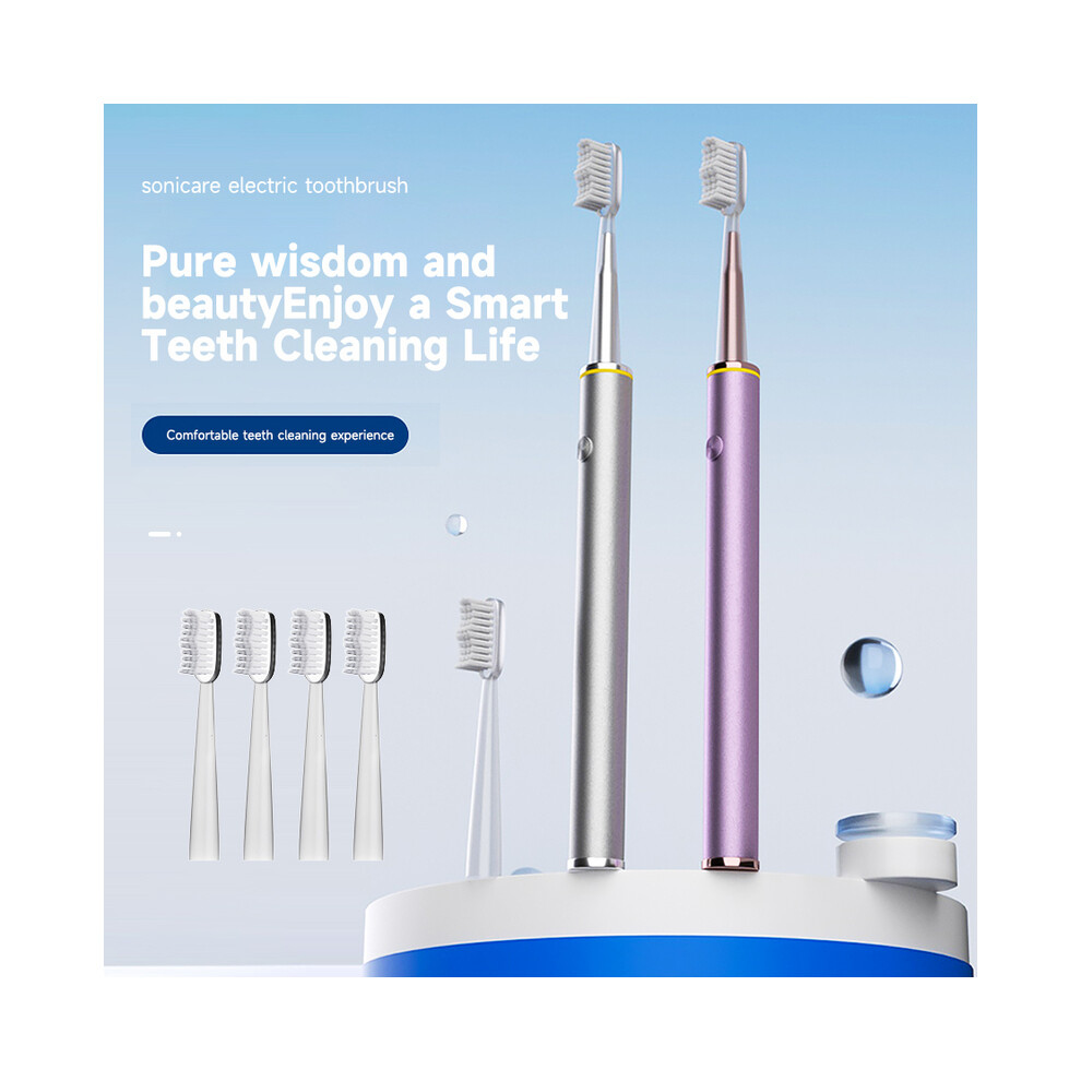 (argent)Brosse à dents électrique intelligente avec poils doux DuPont et plusieurs réglages réglables