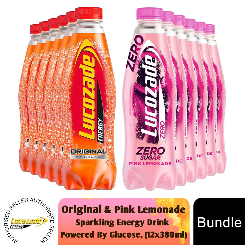 Lucozade Zero Sugar Lemonade & Original Energy 6X900ml Pink