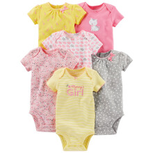 Simple Joys by Carter's Baby Girls' kort?rmet bodysuit pakke med 6 lyser?de/gule Preemie