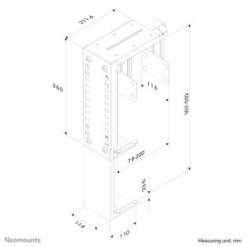 Support CPU - NEWSTAR - CPU-D100 - Noir - Réglable 30-53 cm - Montage sous le bureau 2