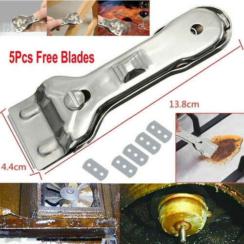 PACK OF 5 NON SCRATCH HOB SCRAPER AND BLADE PLUS REPLACEMENT BLADES