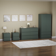 (Jasper Green) Denver 4 Piece Bedroom Set Drawer Chest Wardrobe 4