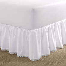 Laura Ashley Home - King Bedskirt Luxury Bedroom Decor Wrinkle & Fade Resistant (Crochet Ruffle White King)