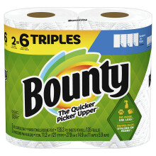 Bounty Select-A-Size papieren handdoeken wit 2 drievoudige rollen = 6 normale rollen (verpakking van 1)