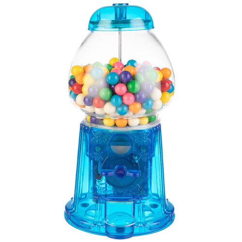 Máquina de Chicletes Transparente de 11 Polegadas - Dispensador de Doces Operado por Moeda (Azul)