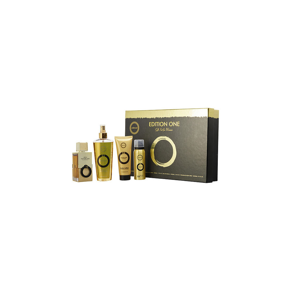 Armaf Edition One By Armaf Eau De Parfum Spray 3.4 Oz & Body Lotion 3.4 Oz & Perfume Body Spray 1.7 Oz & Fragrance Body Spray 8.4 Oz(D0102hx89fp.)