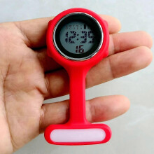 (Rood) Unisex Verpleegkundige Arts Ziekenhuismedewerkers Alarm Lichtgevende Broches Spelden Digitale Elektronische FOB Zakhorloges Hangklok Cadeaus