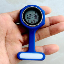 (Blauw) Unisex Verpleegkundige Arts Ziekenhuismedewerkers Alarm Lichtgevende Broches Spelden Digitale Elektronische FOB Zakhorloges Hangklok Cadeaus