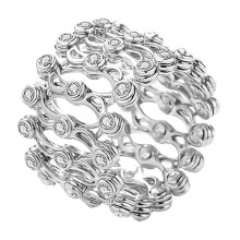 (Argent avec diamant) Bracelet bague en argent S925 2 en 1 Bracelet bague transformable Bague télescopique pour femme