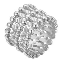 (Argent sans diamant) Bracelet bague en argent S925 2 en 1 transformable, bague télescopique pour femme