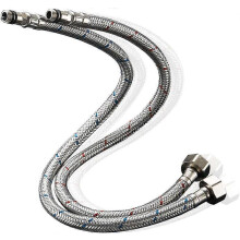Lot de 2 raccords de robinetterie monobloc pour cuisine/lavabo, flexibles, standard britannique, M10 x 1/2, 500 mm de long (tuyaux argentés)