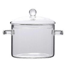 Marmite en verre borosilicate durable de 1,5 L avec couvercle pour soupes et pâtes