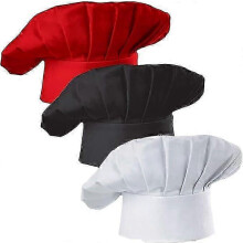 (Multicolor) Set van 3 stuks volwassen koksmuts, verstelbare elastische bakkersmuts, keukenmuts, koksmuts, 3 stuks