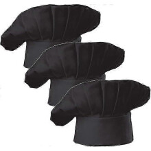 (zwart)Set van 3 stuks volwassen koksmuts, verstelbare elastische bakkersmuts voor in de keuken, koksmuts, 3 stuks