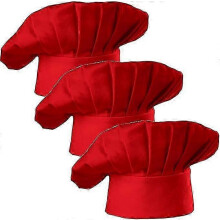 (Rood)Set van 3 stuks volwassen koksmuts, verstelbare elastische bakkersmuts voor in de keuken, koksmuts, 3 stuks