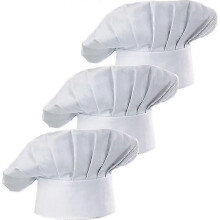 (wit)Set van 3 stuks volwassen koksmuts, verstelbare elastische bakkersmuts voor in de keuken, koksmuts, 3 stuks