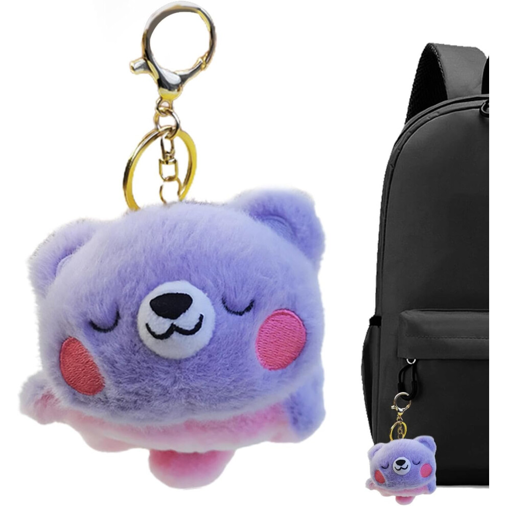 (Purple Pink) Plush Keychain Toy | Stuffed Animal Raccoon Bag Pendant Cuddly Keyring,Cute Animal Doll Keychain, Adorable Plush Animal Keychain for Kids, Adults