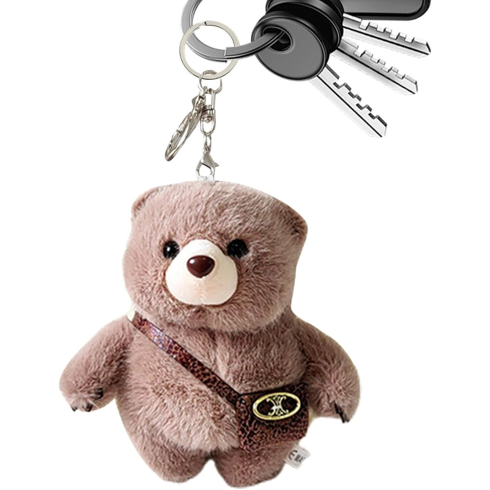 (Brown) Bear Keychain Cute | Soft Animal Key Chain - Cute Bear Plush Keychain Stuffed Animals Bag Pendant Keyring for Automobile Keys