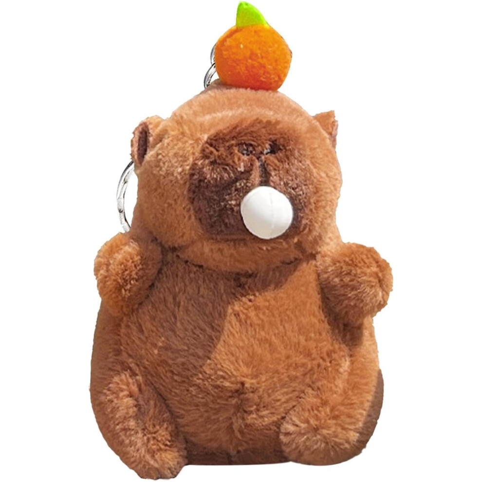 (D) Plush Capybara Keychain - Stuffed Capybara Keyring Pendant Animal Keychain | Women Key Holder Organizer Pendant with Funny Expression for Camping,