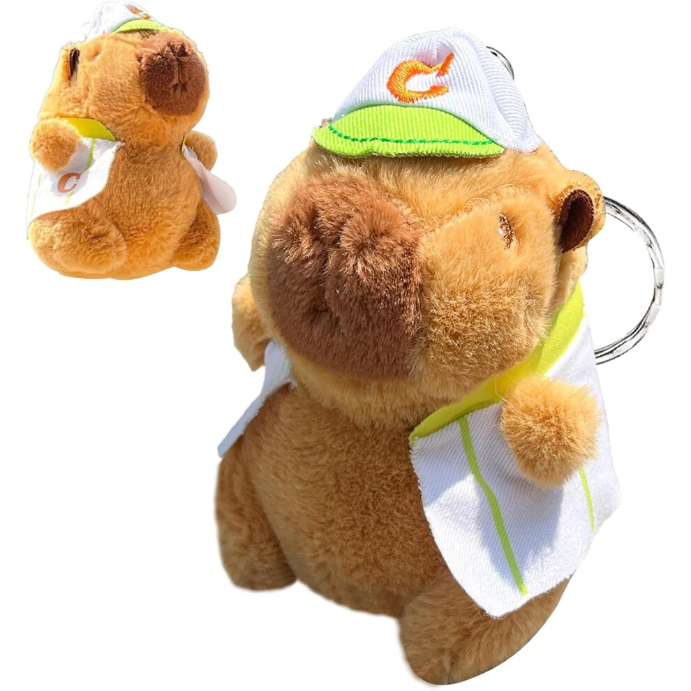 (C) Plush Capybara Keychain - Stuffed Capybara Keyring Pendant Animal Keychain | Women Key Holder Organizer Pendant with Funny Expression for Camping,