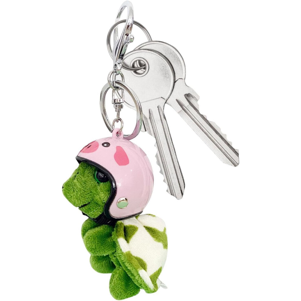 (Pink) Turtle Stuffed Animal Keychain - Car Key Chain | Key Ring, Backpack Keychain, Key Holder, Handbag Pendant, Key Charm for Backpack Bag Purse