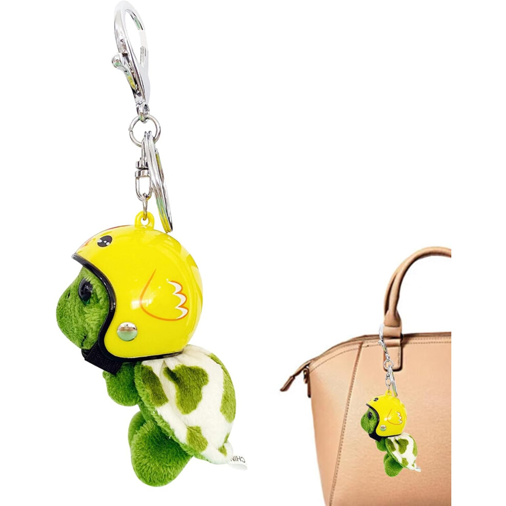 (Yellow) Turtle Stuffed Animal Keychain - Car Key Chain | Key Ring, Backpack Keychain, Key Holder, Handbag Pendant, Key Charm for Backpack Bag Purse