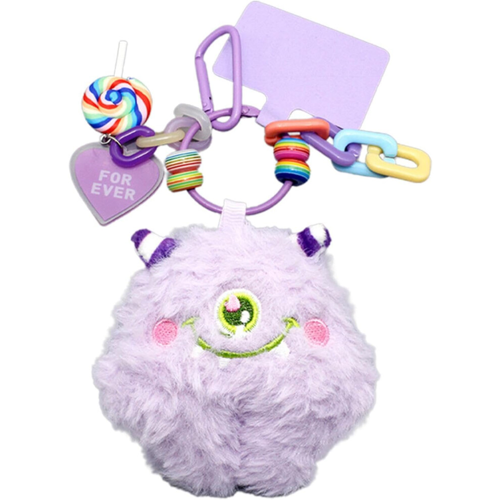 (Purple) Cute Keychains For Car Keys | Cute Plush Keychain Pendant - Colorful Plush Pendant Car Keychain For Women Or Girls, Key Organizer Holder Pend Purple