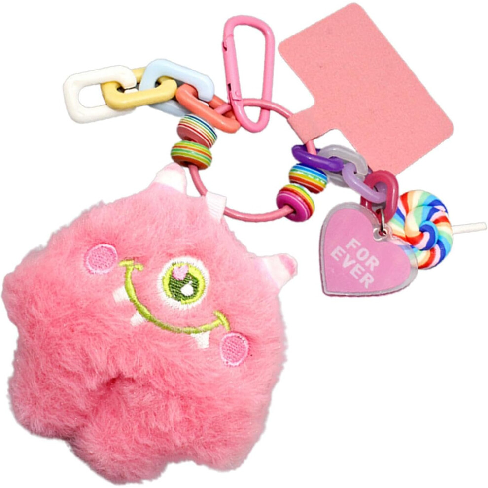 (Pink) Cute Keychains For Car Keys | Cute Plush Keychain Pendant - Colorful Plush Pendant Car Keychain For Women Or Girls, Key Organizer Holder Pendan Pink