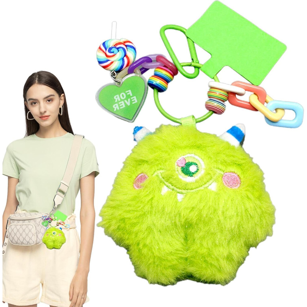 (Green) Cute Keychains For Car Keys | Cute Plush Keychain Pendant - Colorful Plush Pendant Car Keychain For Women Or Girls, Key Organizer Holder Penda Green