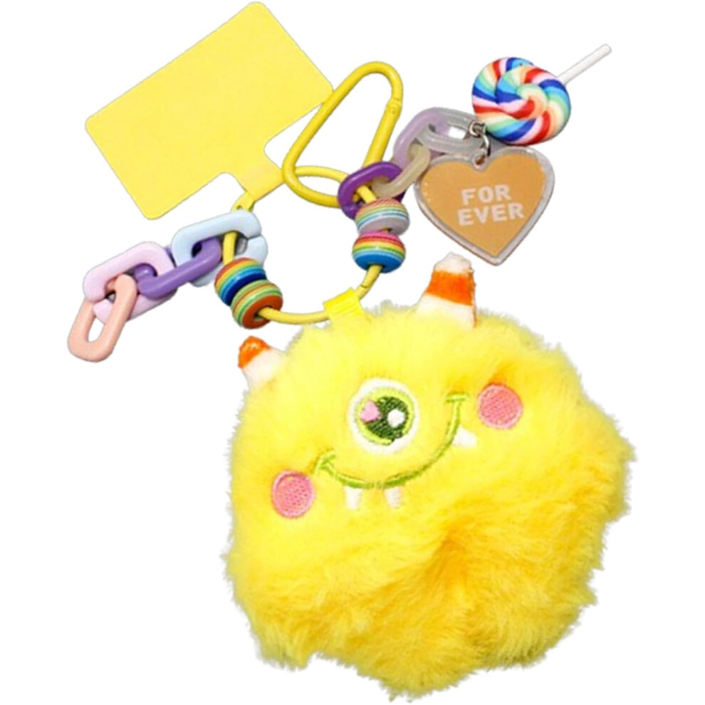 (Yellow) Cute Keychains For Car Keys | Cute Plush Keychain Pendant - Colorful Plush Pendant Car Keychain For Women Or Girls, Key Organizer Holder Pend Yellow