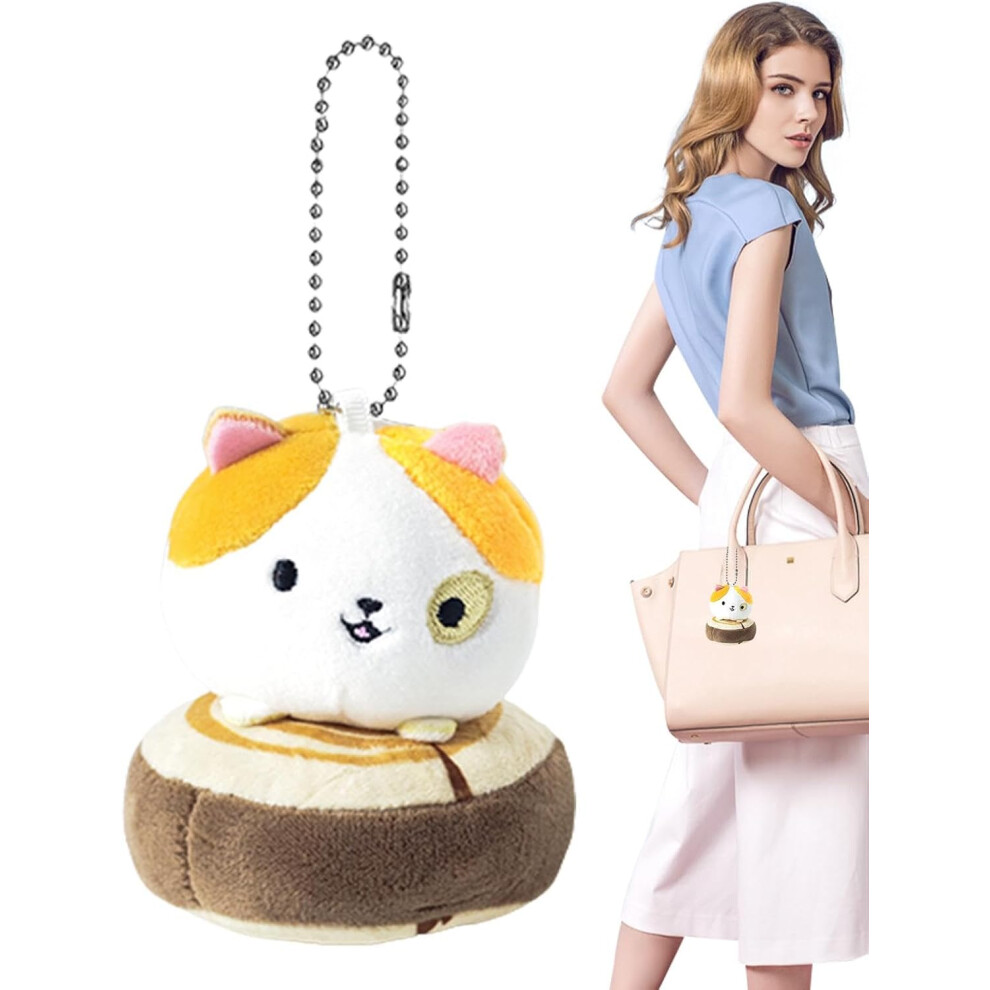 (Orange) Keychain Stuffed Animal,Animal Dolls Cat Keyring Charm | Animal Cat Plush Doll, Kitten Stuffed Toys, Plush Keychain Ornament for Car, Backpack, Kids