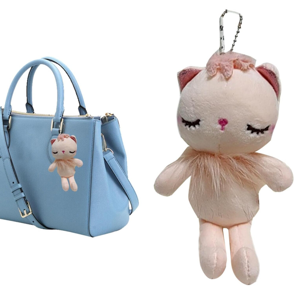 (Pink) Cat Stuffed Keychain,Plush Pendant Animal Keychain in Cat Shape | Keys Holder Organizer Novelty Pendant with Funny Expression for Working, Scho