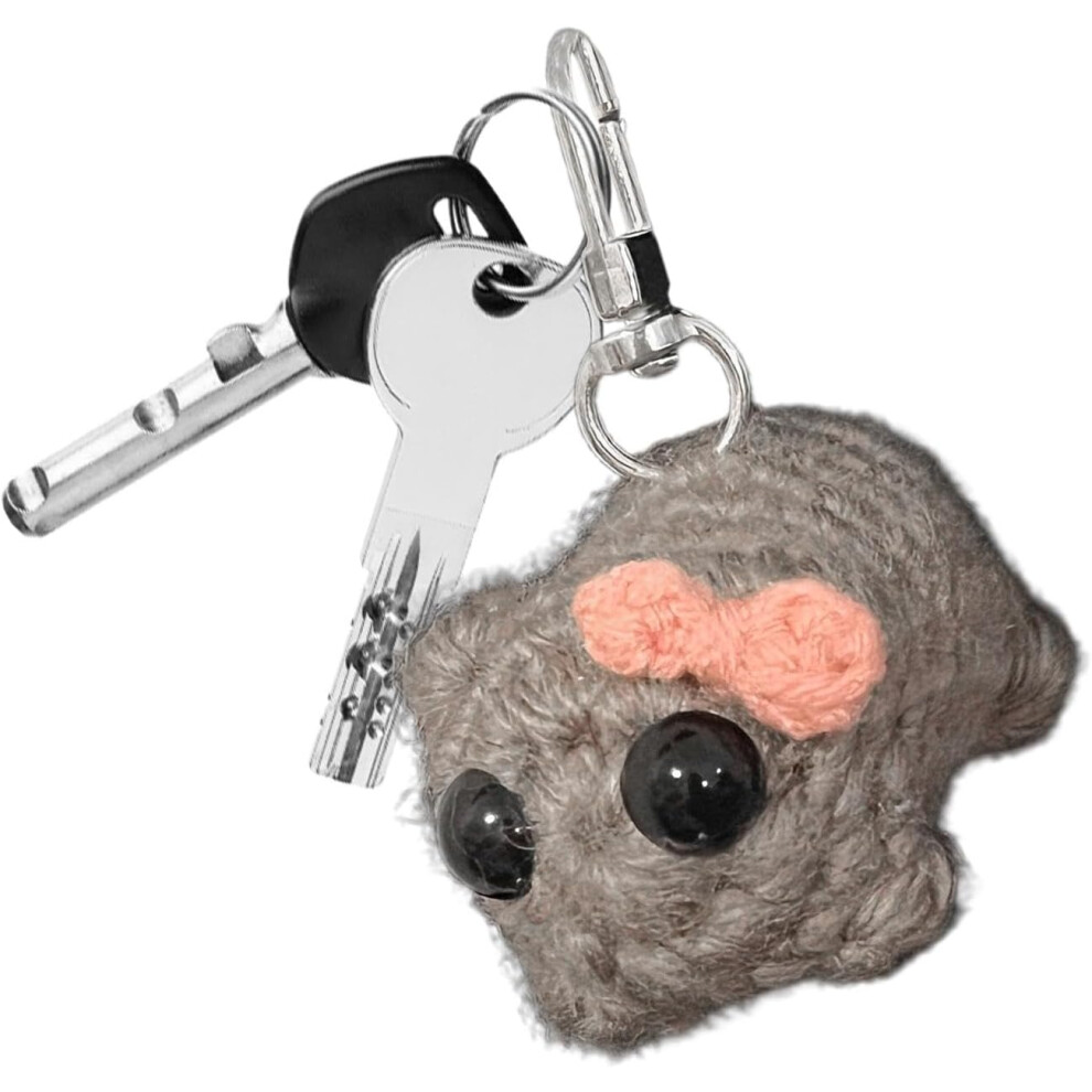 (A-2pc) Sad Hamster Knitted Keychain, Soft Hamster Meme Plush Pendant Keychain, Bow Tie Hamster Keychain Toys, Crochet Animal Figurines Keychain Decor
