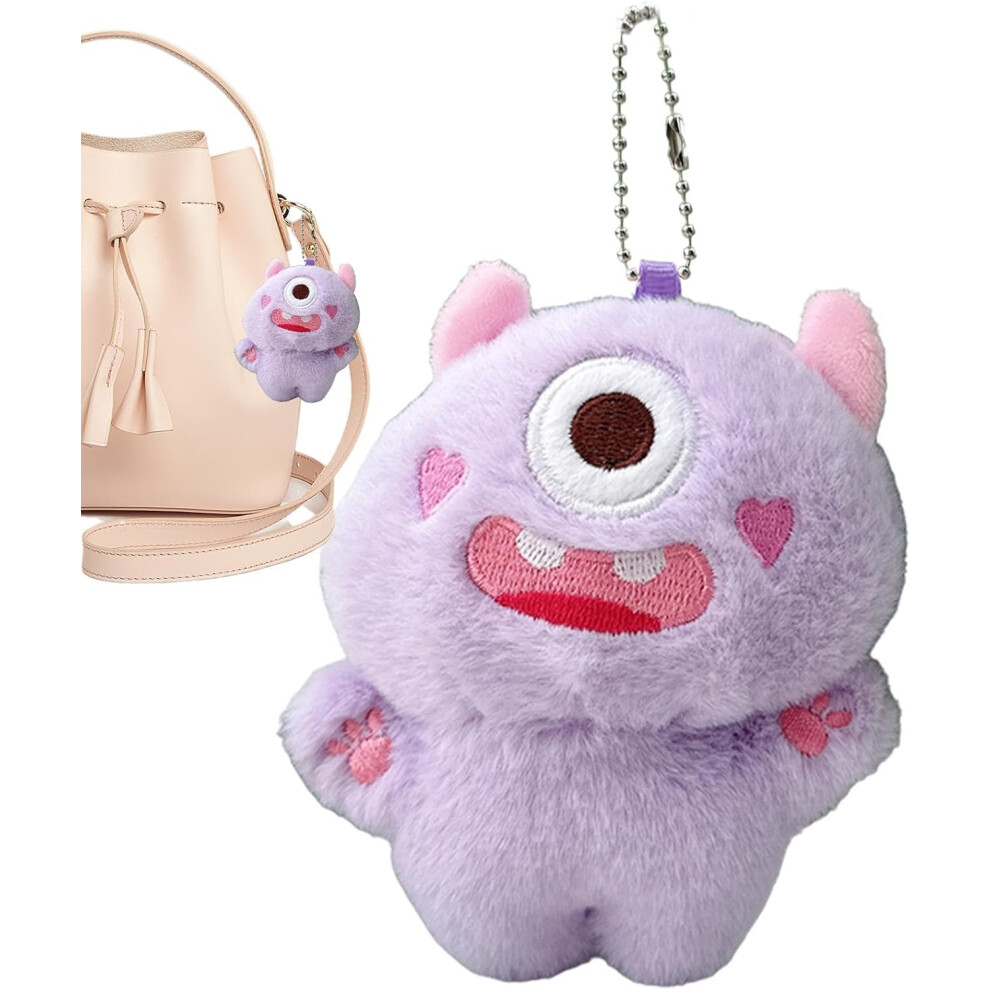 (Purple) Plush Keychain - Cartoon Keychain Key Rings Cute | Key Holder Bag Pendant, Lovely Animal Stuffed Doll Plush Toy Keychain for Boys Girls