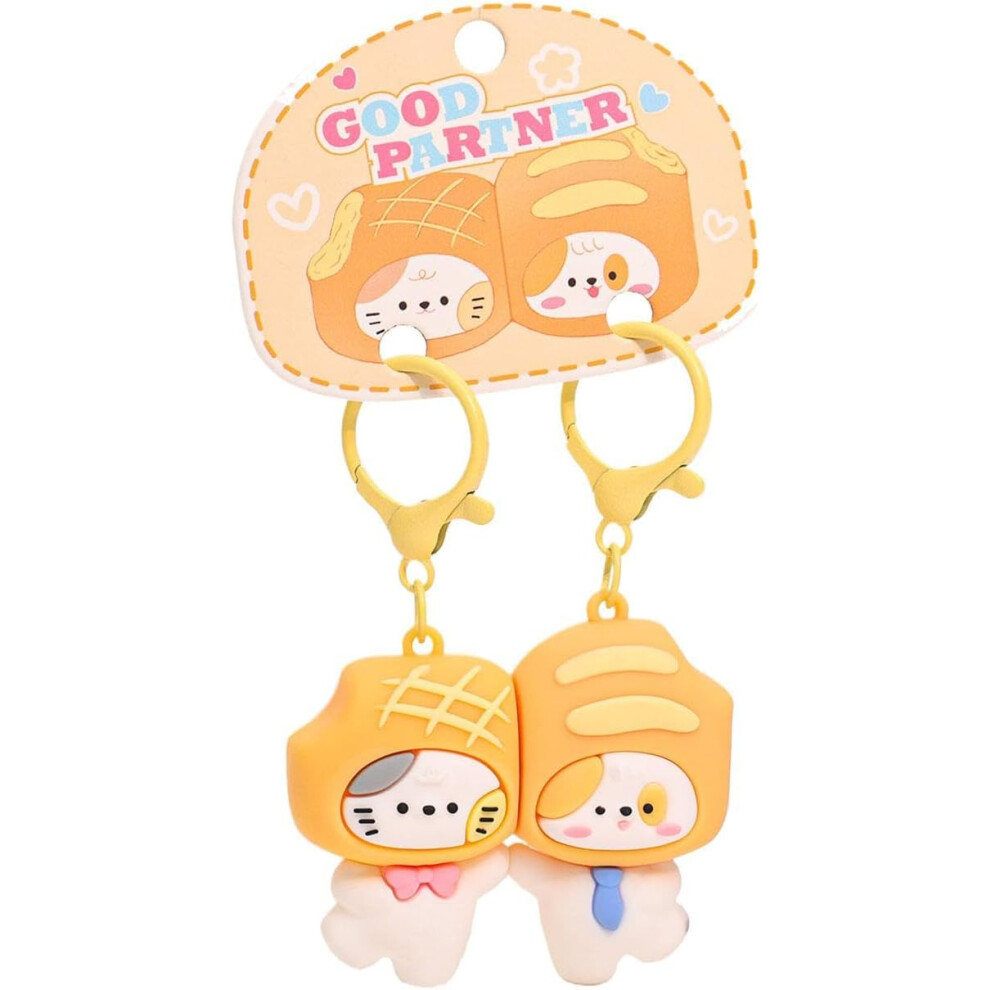 Cute Keychains For Girls - Dog And Cat Doll Keyring,Magnetic Partner Animal Doll Keyring, Lovely Desktop Figure Keychain For Boys Girls Kids
