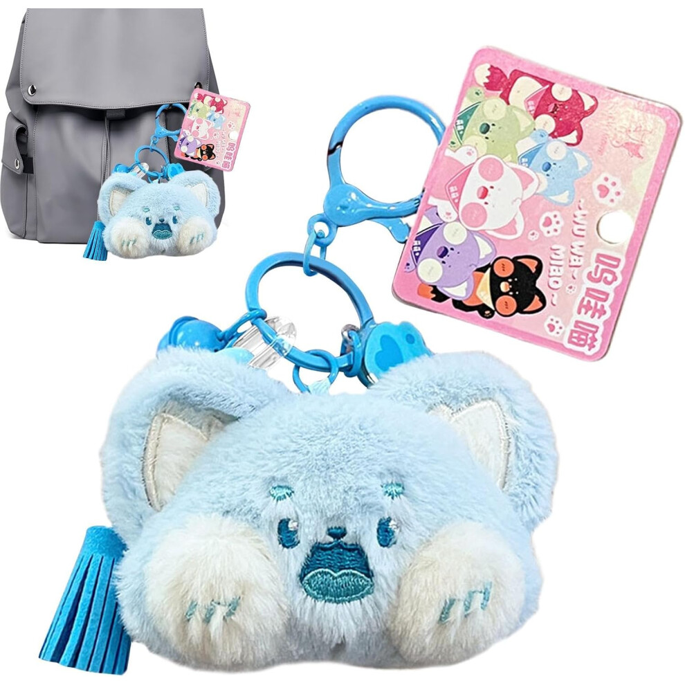(Blue) Plush Cat Bag Charm | Adorable Kitten Plush Keychain Charm,Cute Cat Keyholder, Backpack Pendant Cartoon Kitten Keychain For Christmas Blue