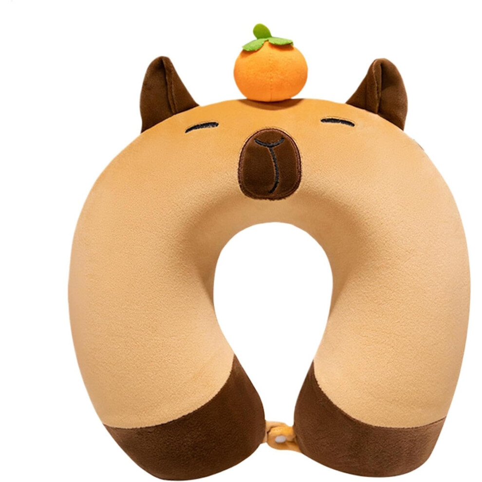 (B) Capybara Travel Pillow, Travel Neck Pillow U-Shaped Pillow, Capybara Airplane Pillow, Soft Memorys Foam Children's Neck Pillow, Travel Pillows For