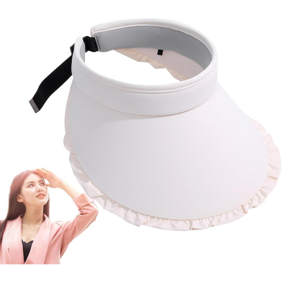 Hollow Top Sun Hat for Women - Fashion UV Protection Wide Brim Lace Sun Hat - Outdoor Adjustable Soft Beach Visor Breathable Sweat-Absorbent for Women