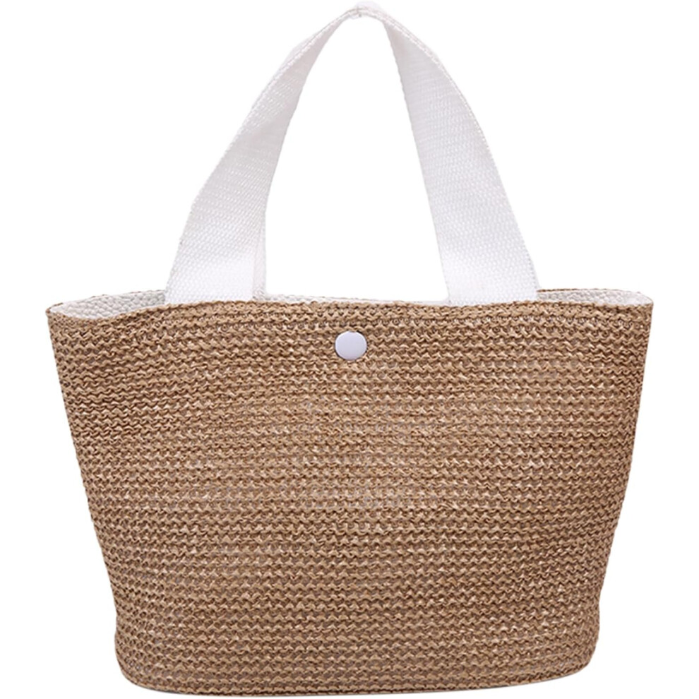 (White) Straw Bags For Women,Wicker Beach Bag - Trendy Sandproof Spacious Purse Clutch For Poolside Wedding Picnic Cruise Honeymoon Party Gym Travel
