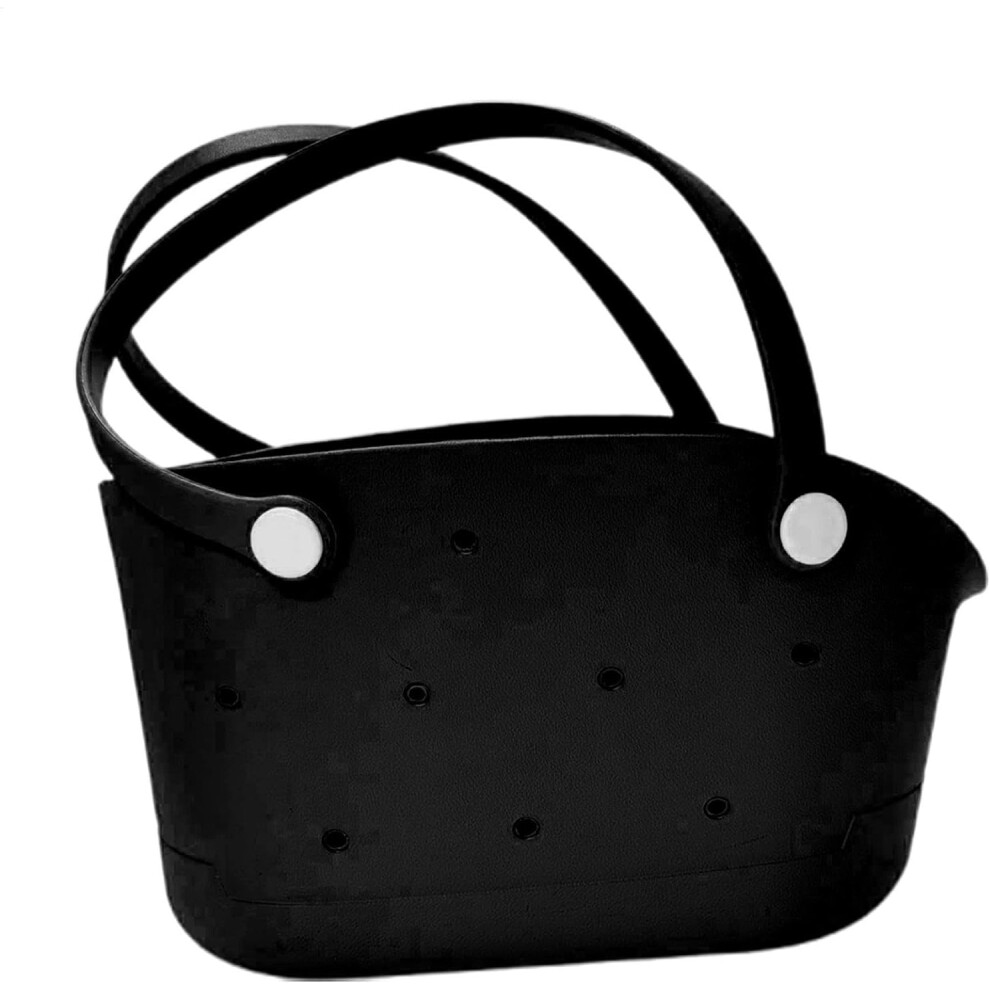 (Black) Small Rubber Tote Bag,Waterproof Travel Beach Bag | Fashion Travel Accessories, Washable Sandproof for Men Women Outdoor, Pool, Boat