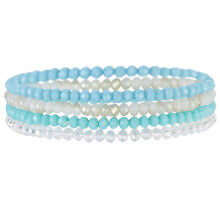 (bleu clair) Ensemble de bracelets de perles vibrants, motifs multicouches extensibles, accessoire de bijoux tendance pour femmes tendance, bleu clair