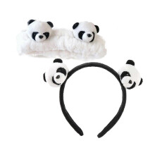 (Panda) 3 bandeaux de maquillage mignons en forme de fraise pour soins de la peau, bandeau de maquillage pour le visage (rose foncé)