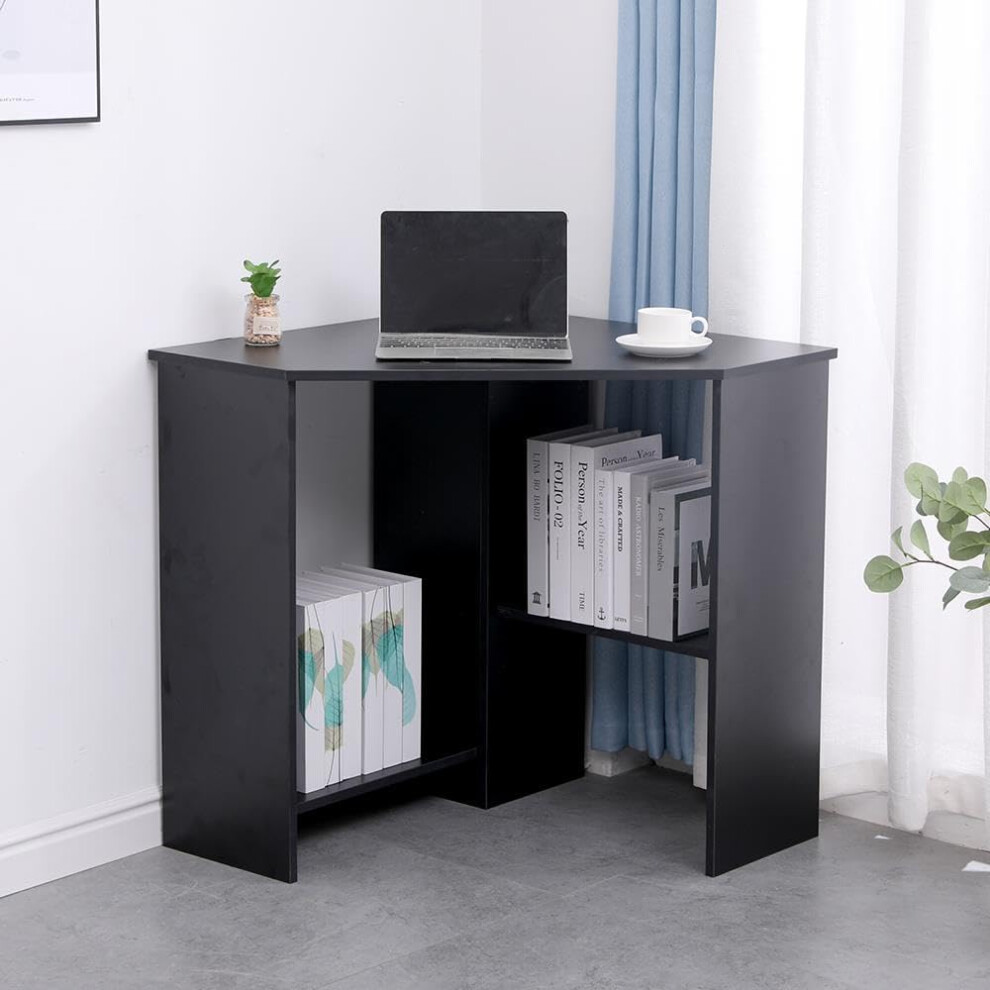 Computer Desk PC Laptop Table Home Office Study Gaming, Black, Corner