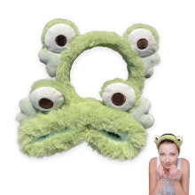 (Kikker) 3-delige make-up hoofdband, schattige aardbeienhuidverzorgingshaarbanden, make-up spa gezichtsreiniger hoofdband (donkerroze)
