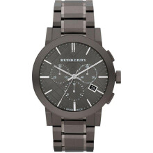 Burberry BU9354 Herrenuhr aus Edelstahl mit großem Karomuster, grau ionenplattiert