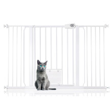 (Blanco, 133.2cm - 140.8cm) Bettacare Puerta Easy Fit para Mascotas con Trampilla Bloqueable para Gatos