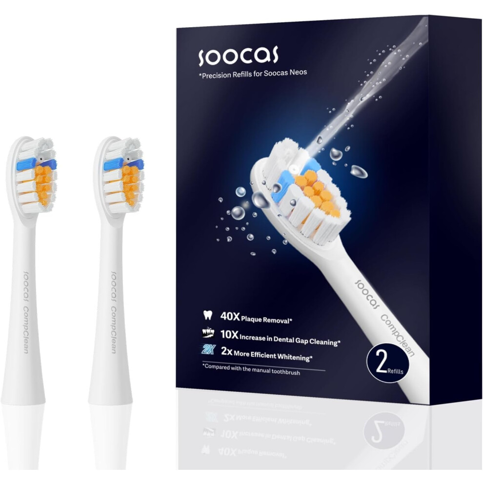 Soocas White Replacement Brushes For Neos Electric Toothbrush Heads Replacement Set Of