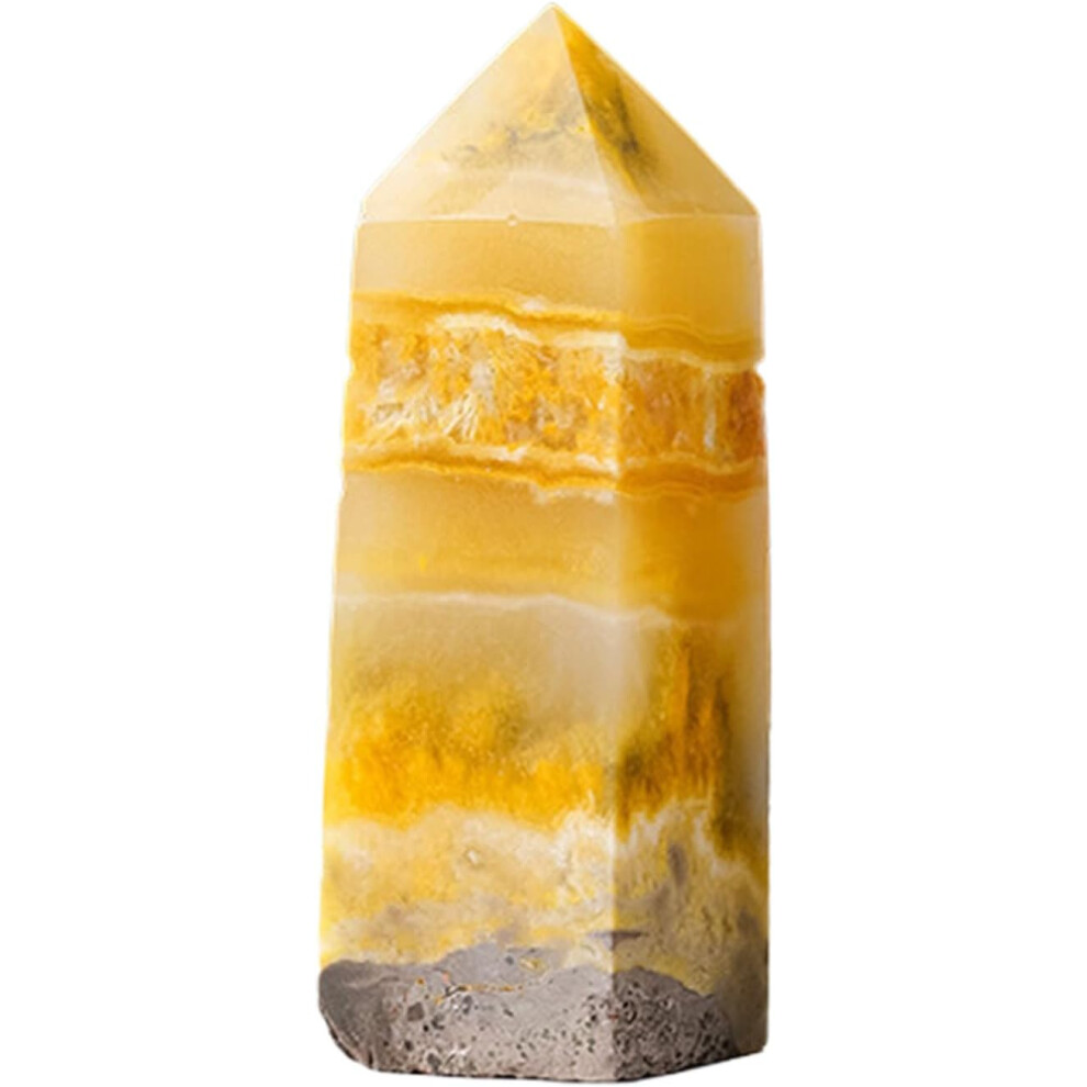 Yellow Crystal,Hexagonal Wand Stones | Natural Faceted Prism Home Decoration Reiki Wand Gemstones for Energy & Balancing