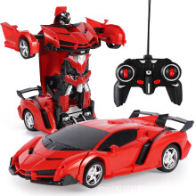(rojo) RC Robots Coche 2 en 1 Juguetes Eléctricos Transformación Control Remoto Deportes Deformación