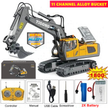 (Pelle 2 Batteries) Voiture RC Télécommande Excavatrice Chenille Tracteur Bulldozer Ingénierie Camion